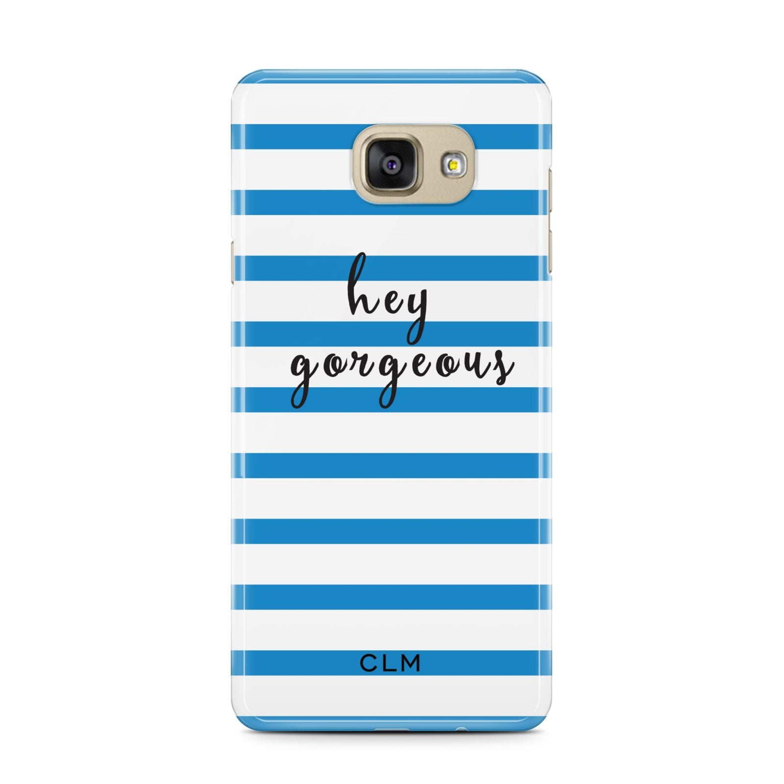 Personalised Blue Hey Gorgeous Samsung Galaxy A7 2016 Case on gold phone