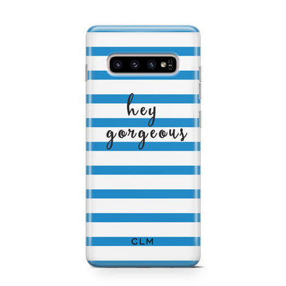Personalised Blue Hey Gorgeous Samsung Galaxy S10 Case