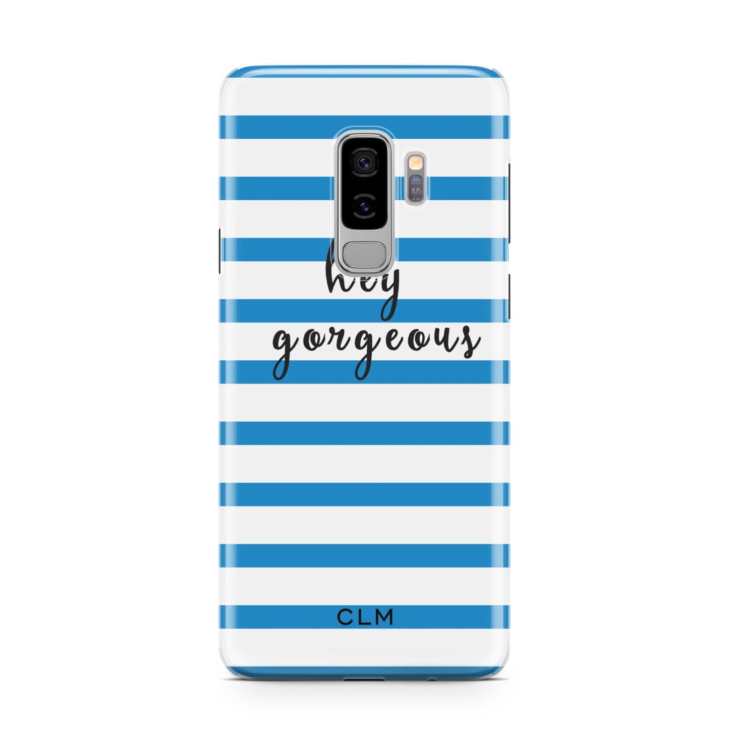 Personalised Blue Hey Gorgeous Samsung Galaxy S9 Plus Case on Silver phone