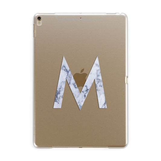Personalised Blue Marble Initial Clear Custom Apple iPad Gold Case