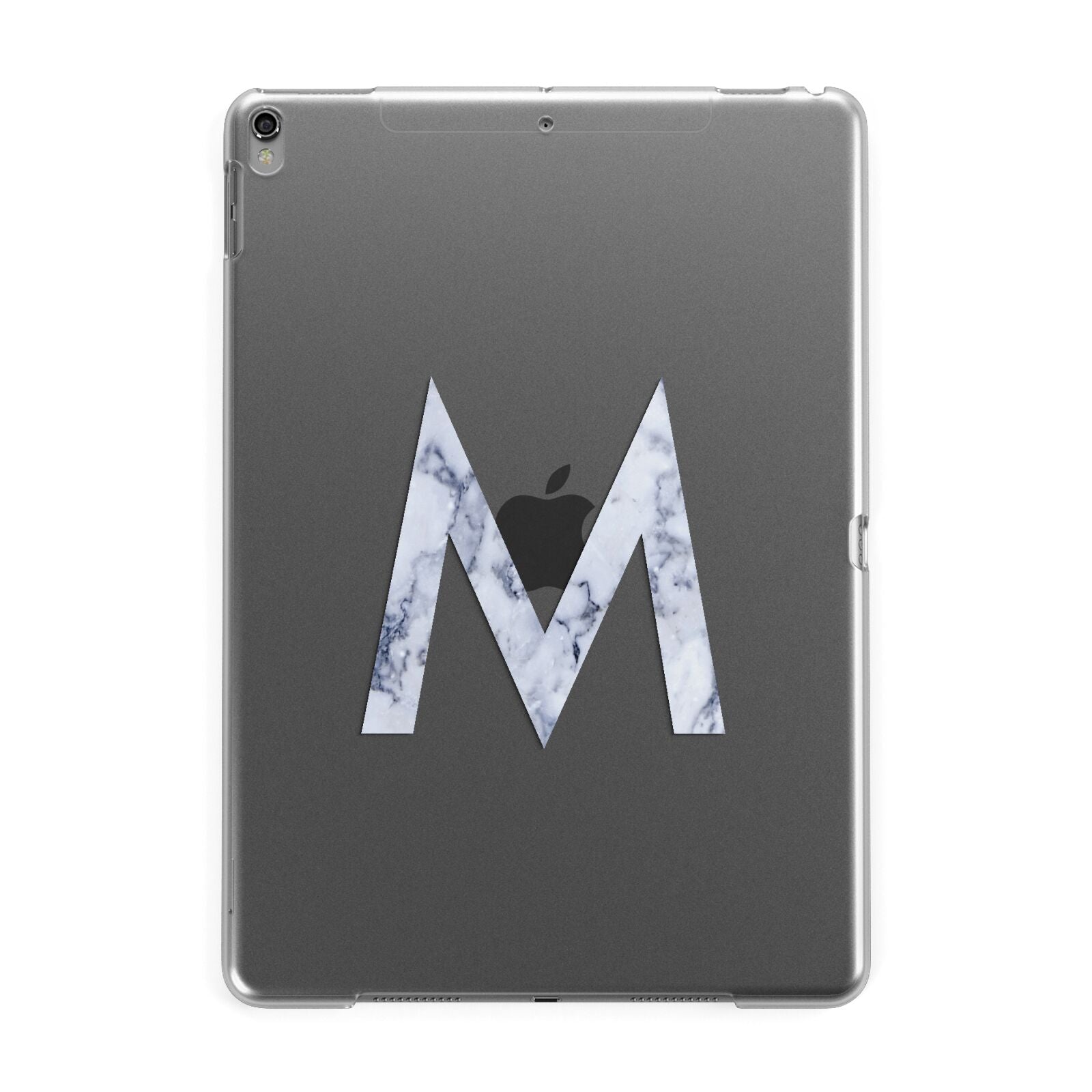 Personalised Blue Marble Initial Clear Custom Apple iPad Grey Case
