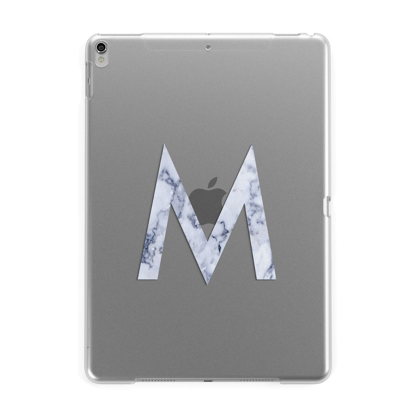 Personalised Blue Marble Initial Clear Custom Apple iPad Silver Case
