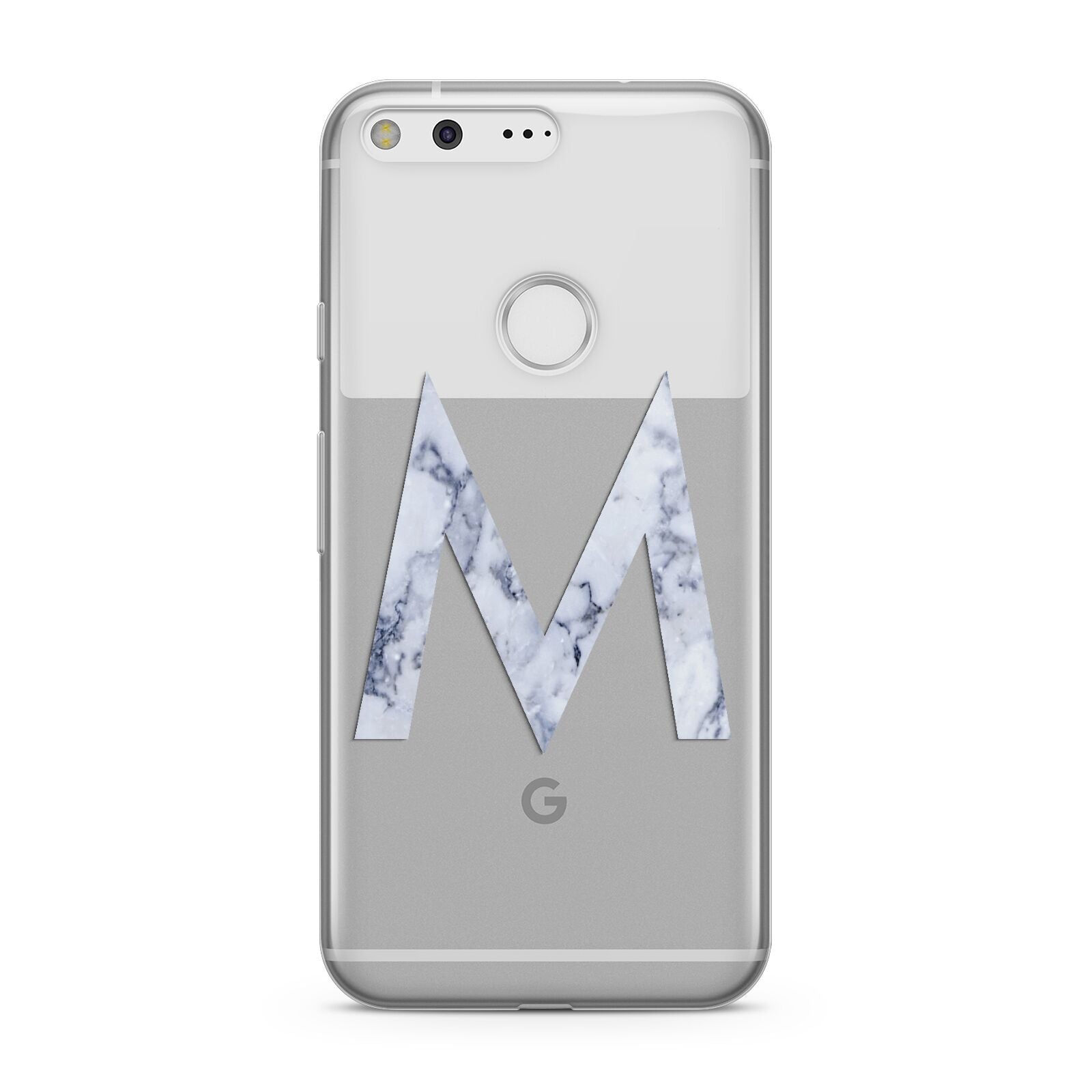 Personalised Blue Marble Initial Clear Custom Google Pixel Case