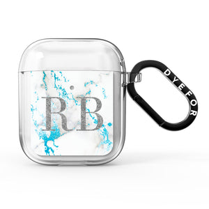 Personalised Blue Marble Initials AirPods Case