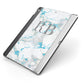 Personalised Blue Marble Initials Apple iPad Case on Grey iPad Side View