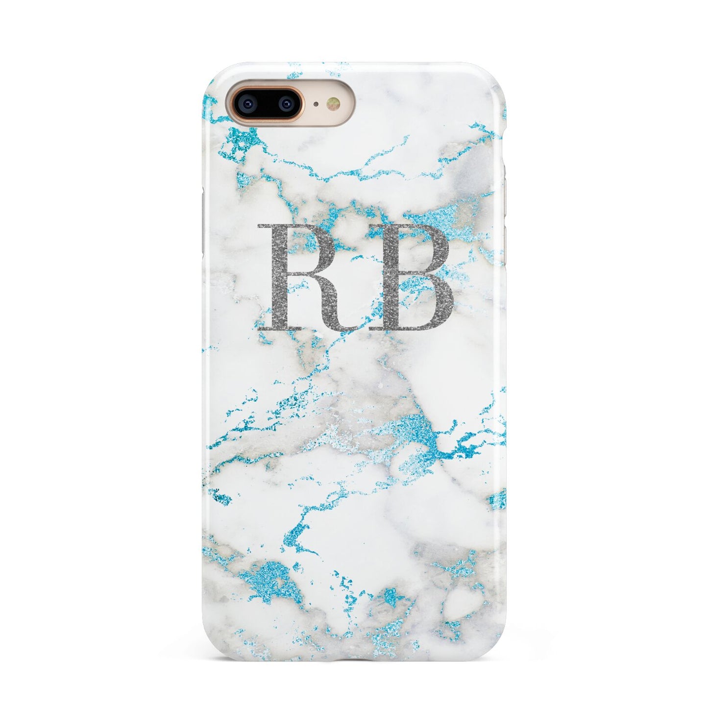 Personalised Blue Marble Initials Apple iPhone 7 8 Plus 3D Tough Case