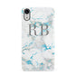 Personalised Blue Marble Initials Apple iPhone XR White 3D Snap Case