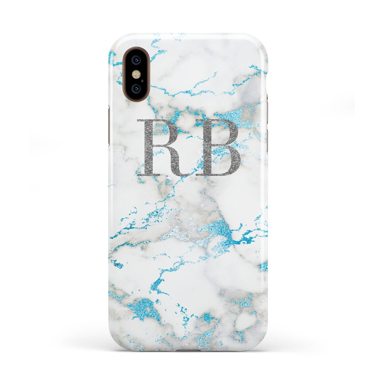 Personalised Blue Marble Initials Apple iPhone XS 3D Tough