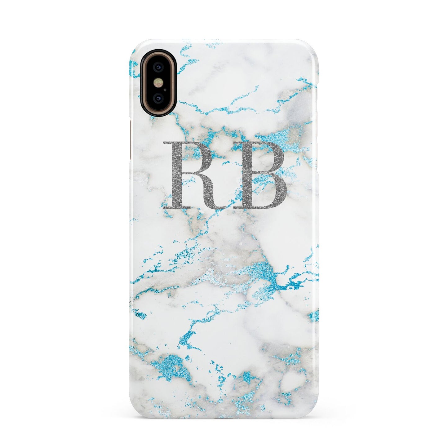 Personalised Blue Marble Initials Apple iPhone Xs Max 3D Snap Case