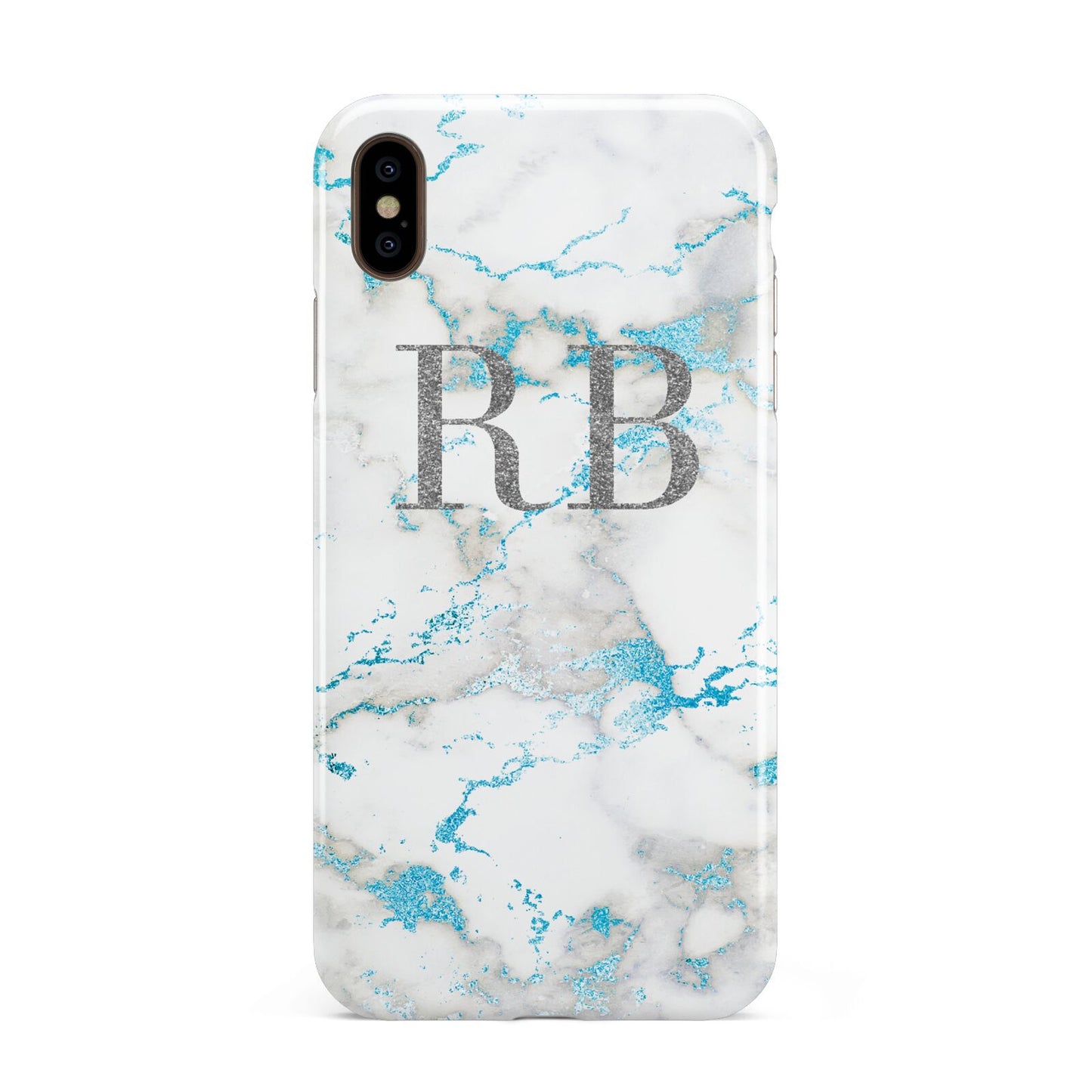 Personalised Blue Marble Initials Apple iPhone Xs Max 3D Tough Case