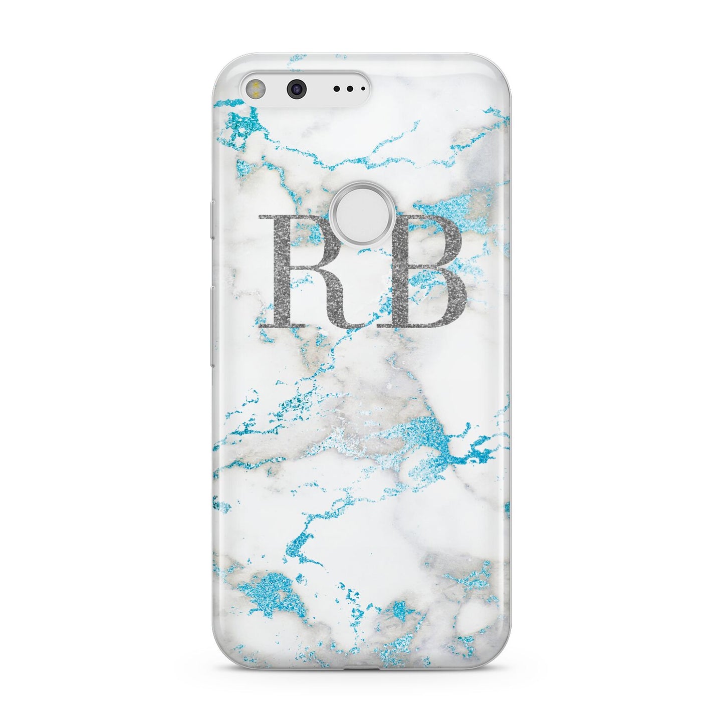 Personalised Blue Marble Initials Google Pixel Case