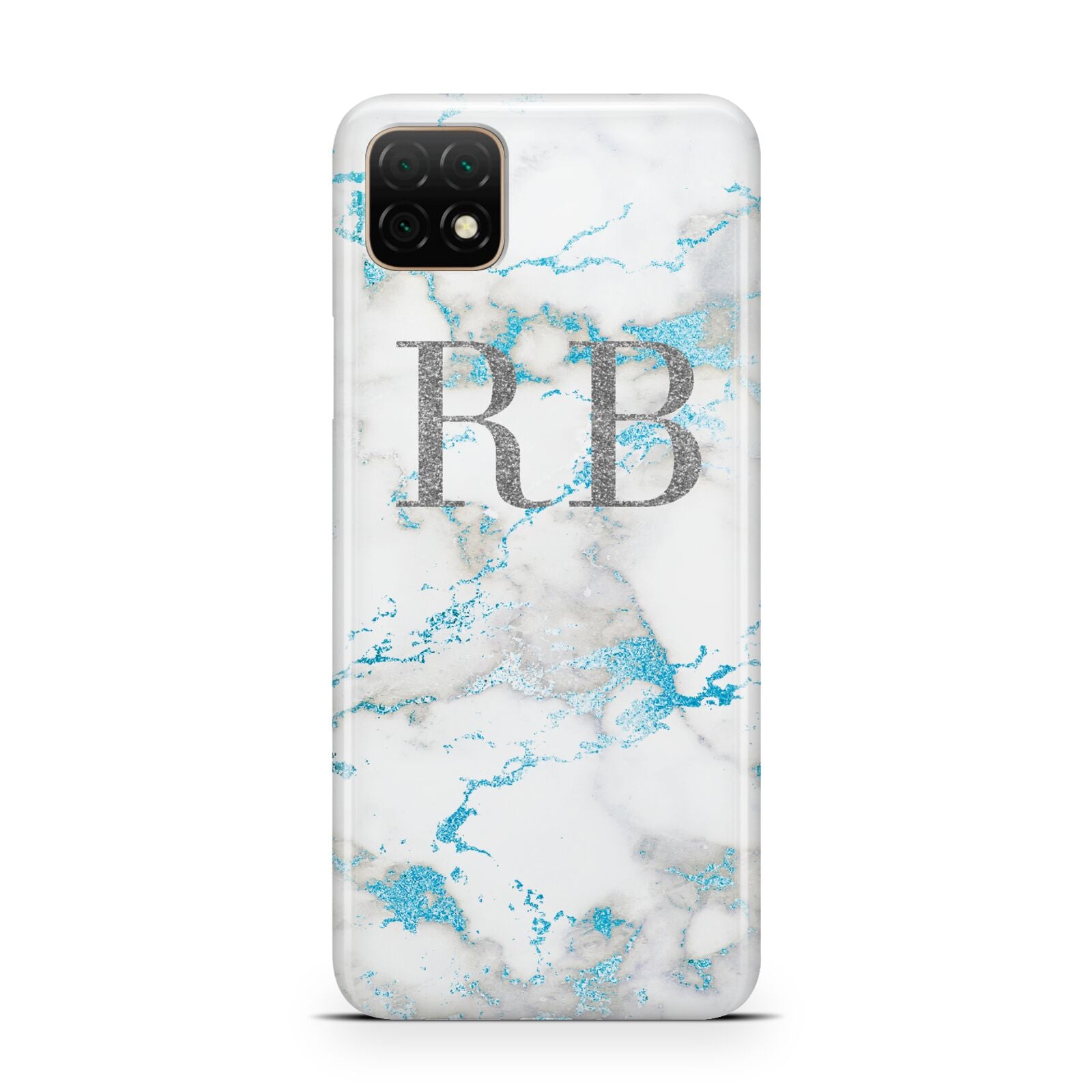 Personalised Blue Marble Initials Huawei Enjoy 20 Phone Case