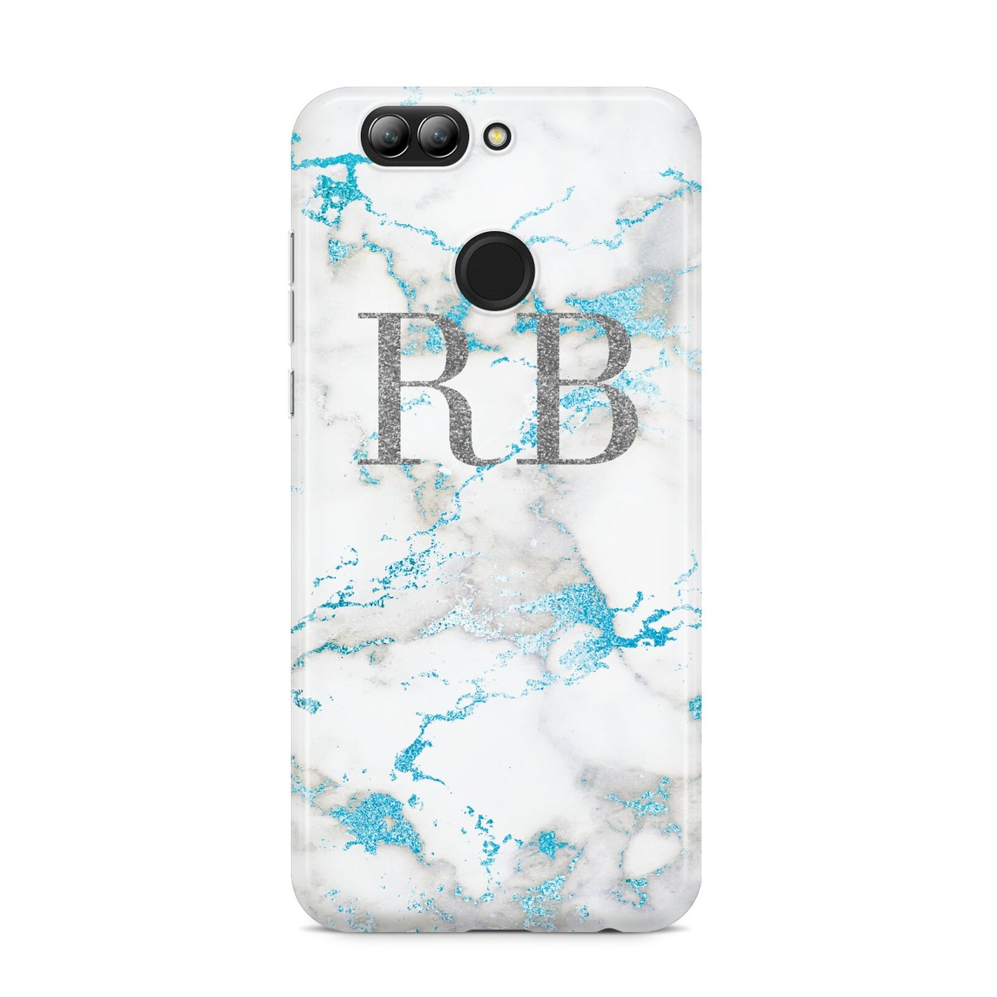 Personalised Blue Marble Initials Huawei Nova 2s Phone Case