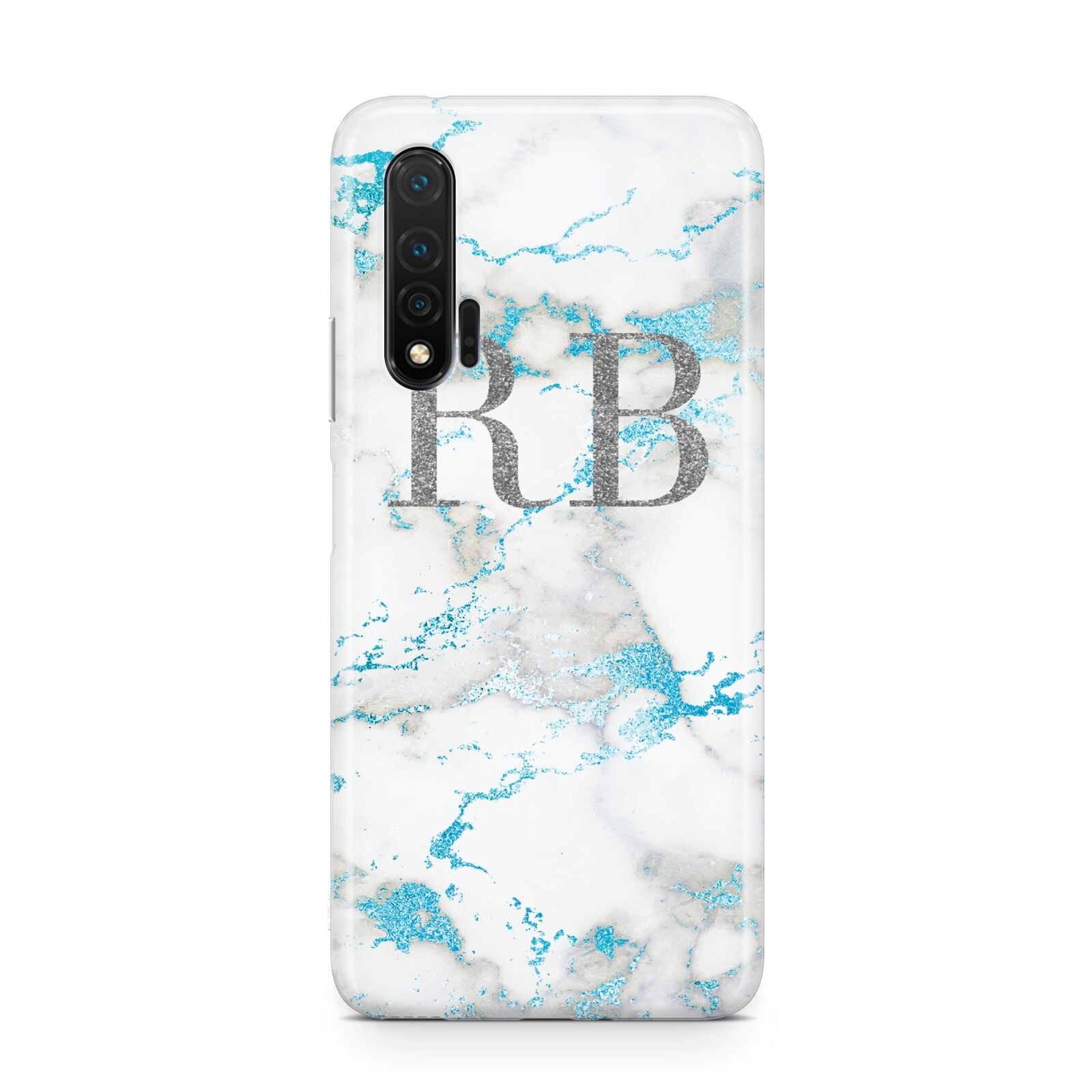 Personalised Blue Marble Initials Huawei Nova 6 Phone Case