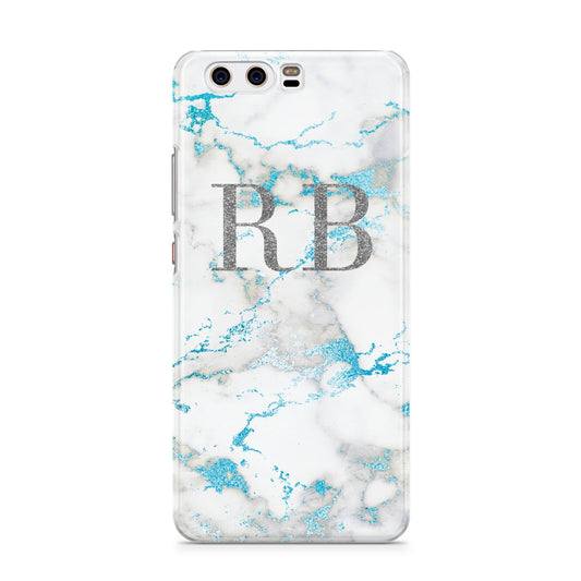 Personalised Blue Marble Initials Huawei P10 Phone Case
