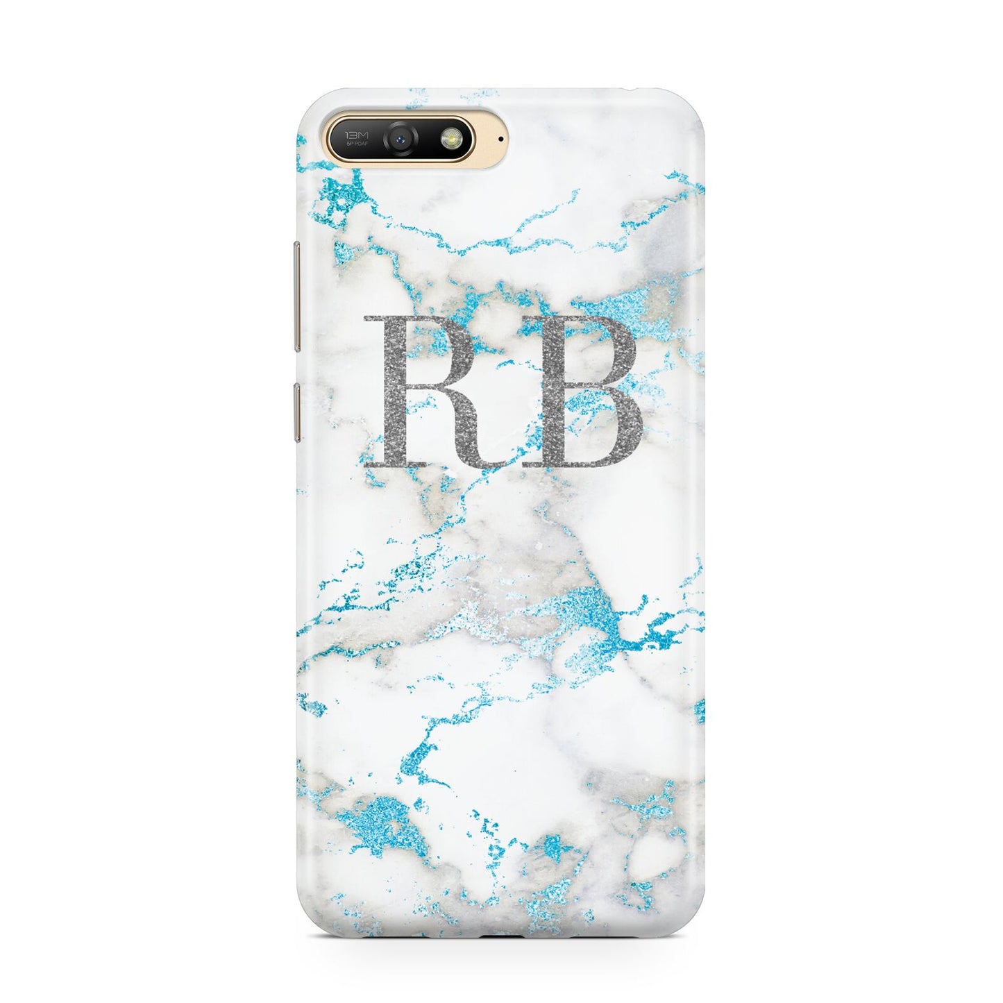 Personalised Blue Marble Initials Huawei Y6 2018