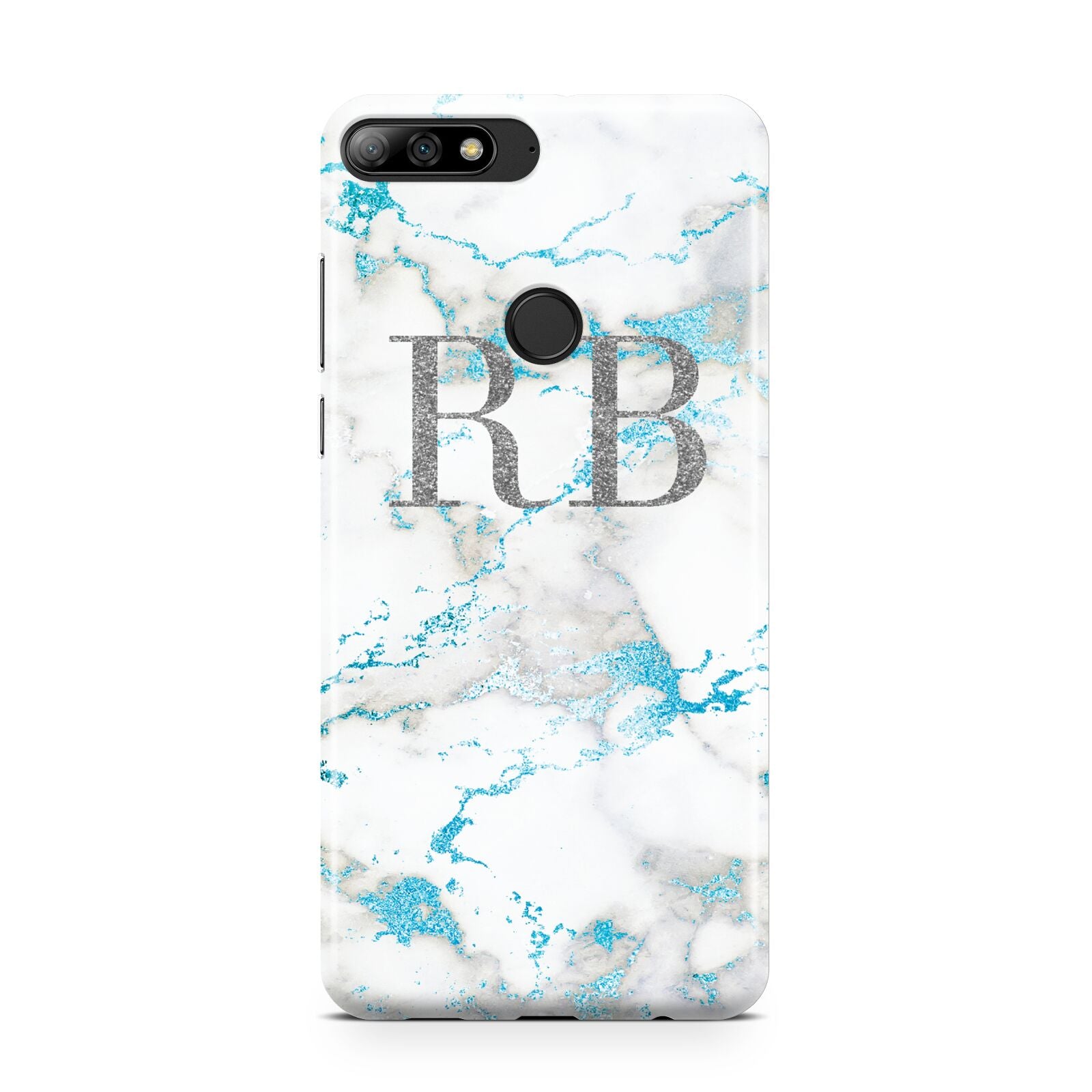 Personalised Blue Marble Initials Huawei Y7 2018