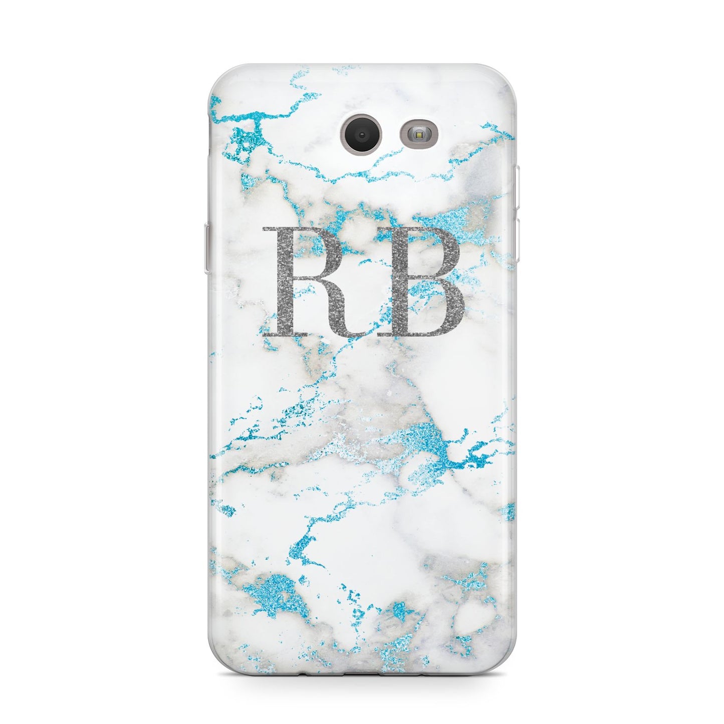 Personalised Blue Marble Initials Samsung Galaxy J7 2017 Case