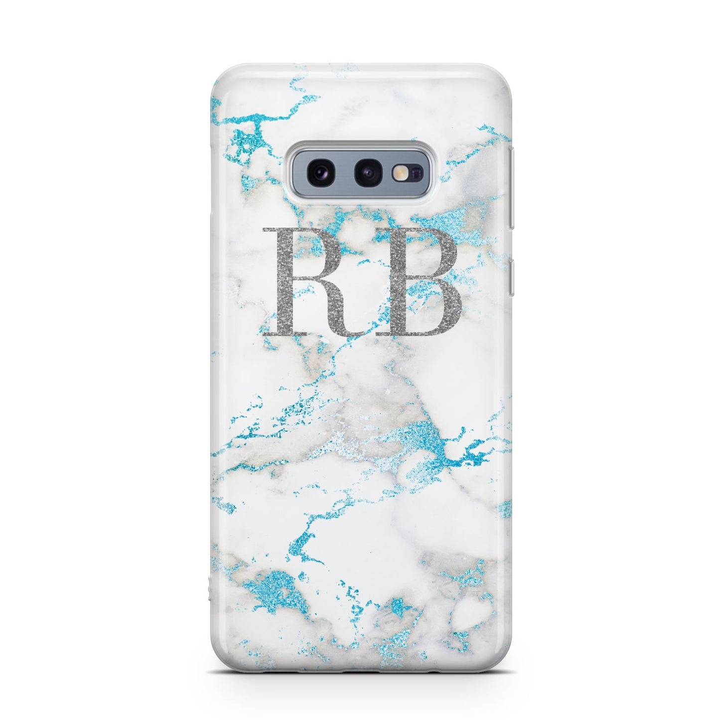 Personalised Blue Marble Initials Samsung Galaxy S10E Case