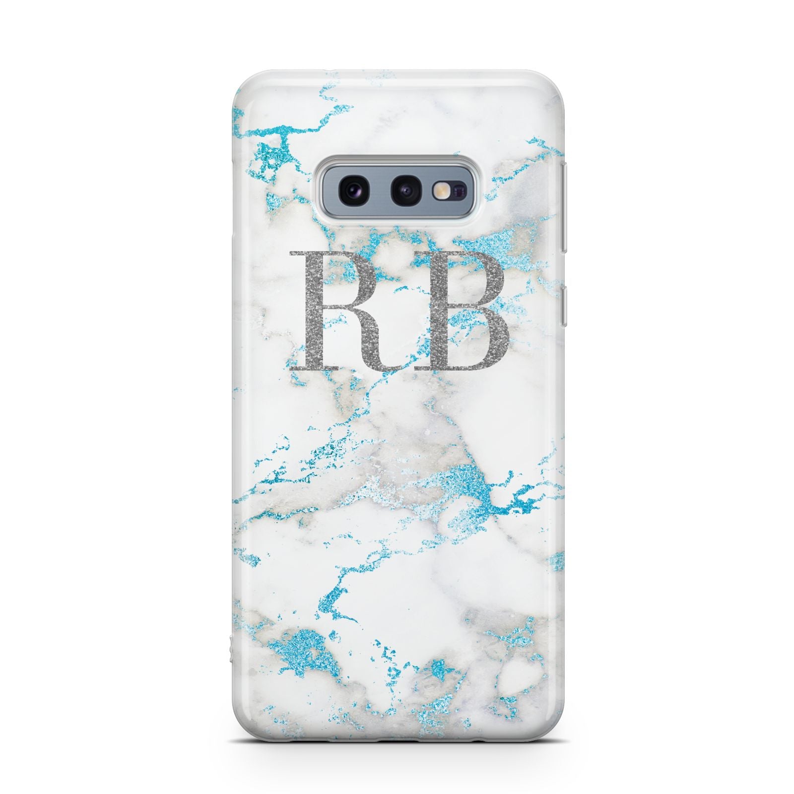 Personalised Blue Marble Initials Samsung Galaxy S10E Case