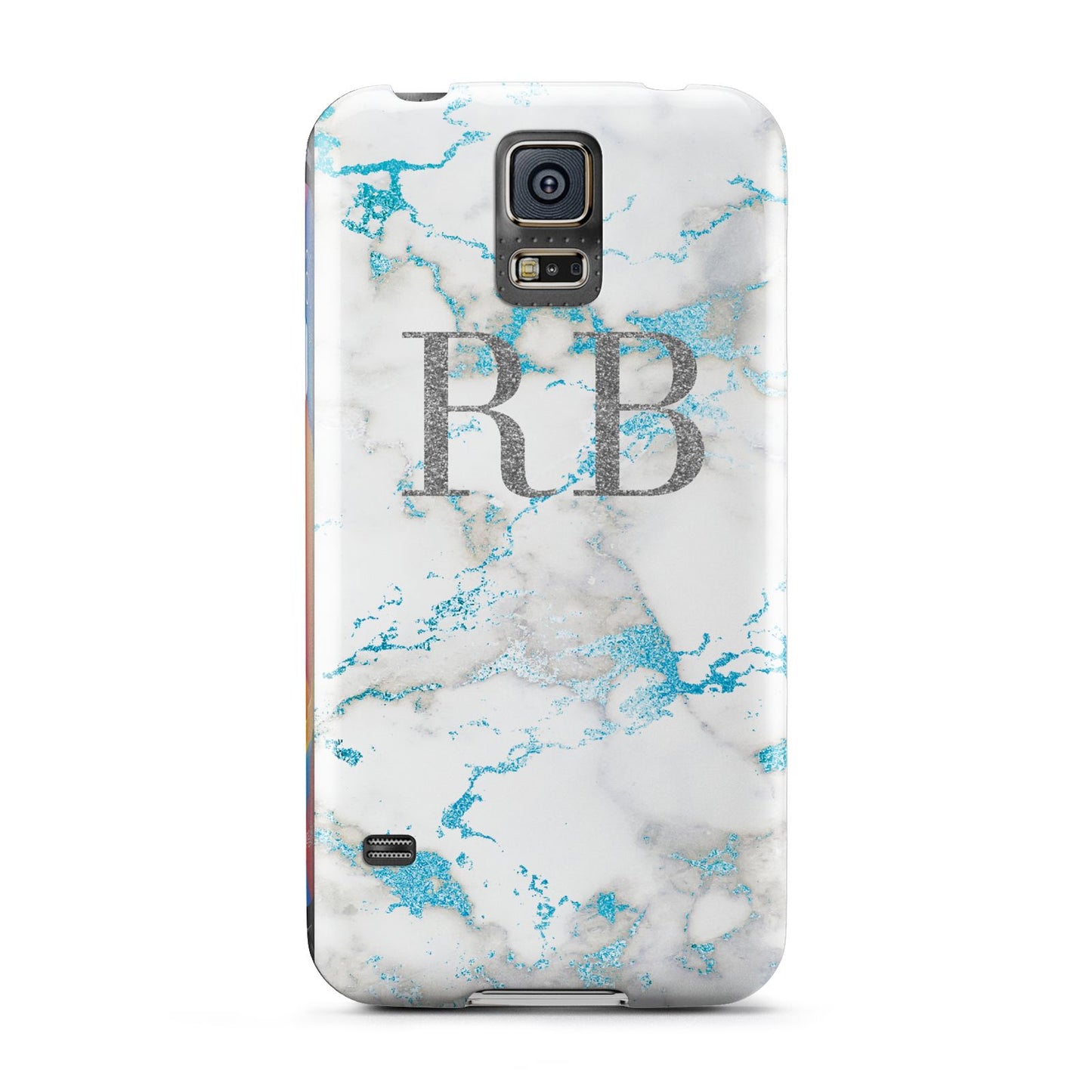 Personalised Blue Marble Initials Samsung Galaxy S5 Case