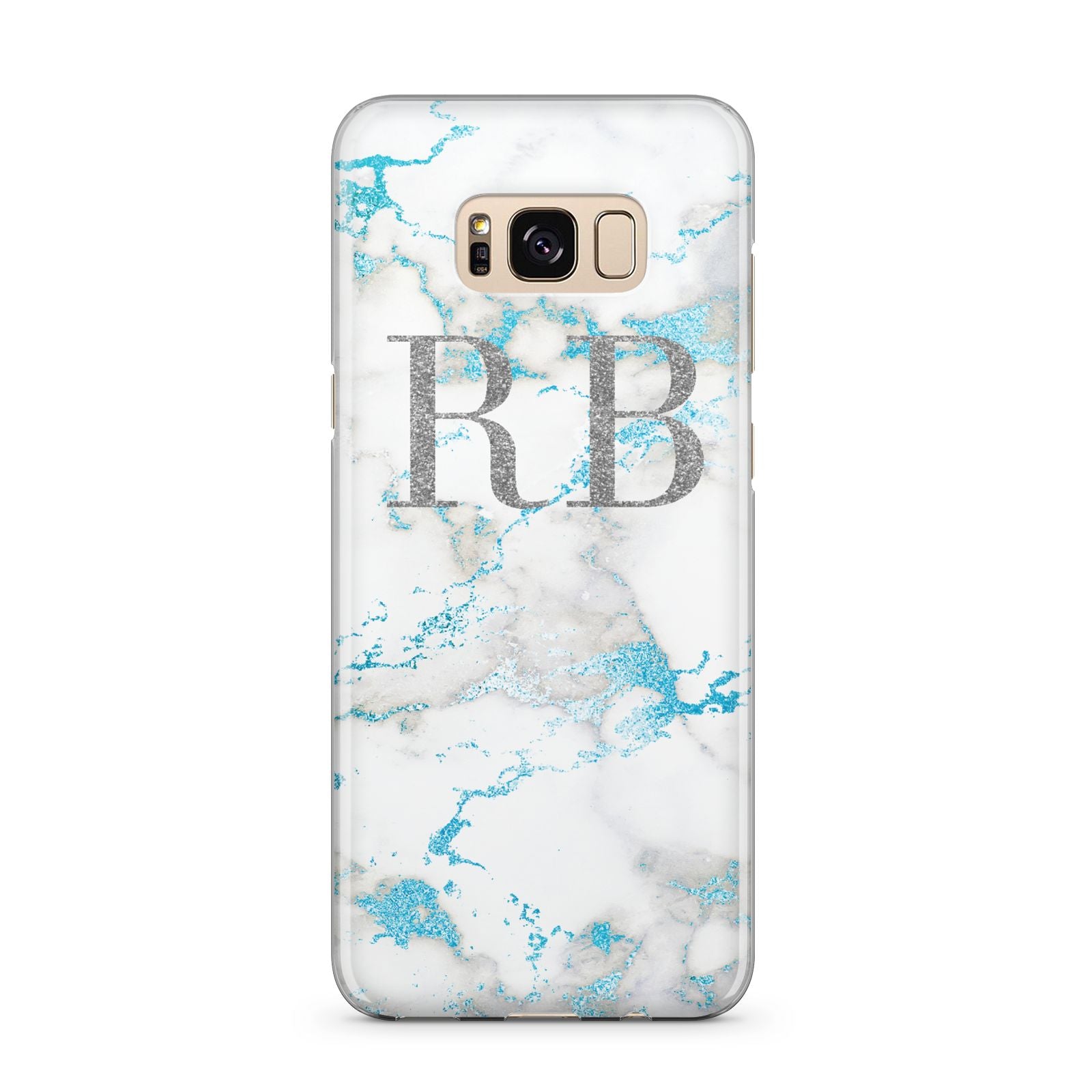 Personalised Blue Marble Initials Samsung Galaxy S8 Plus Case
