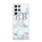 Personalised Blue Marble Initials Samsung S21 Ultra Case