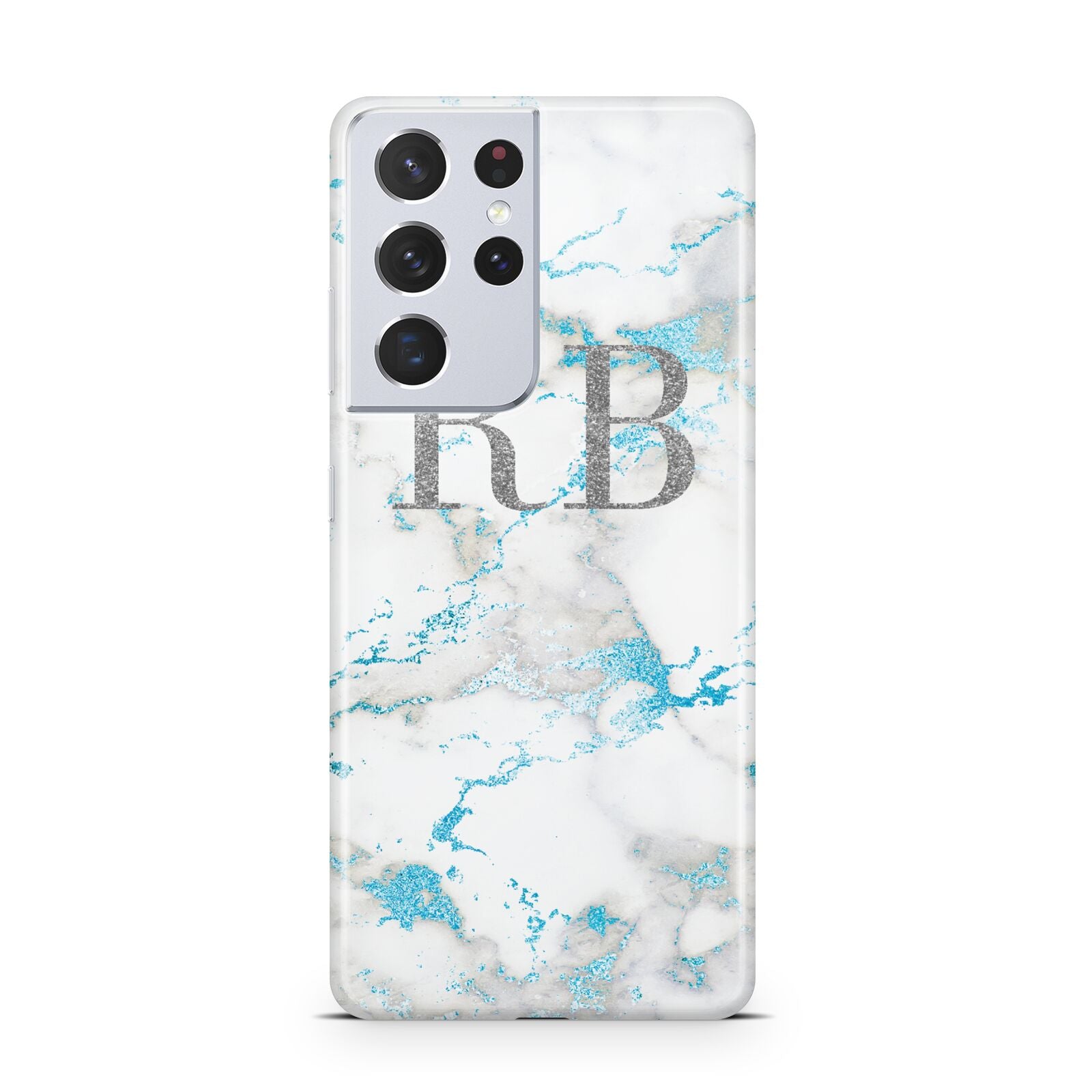 Personalised Blue Marble Initials Samsung S21 Ultra Case