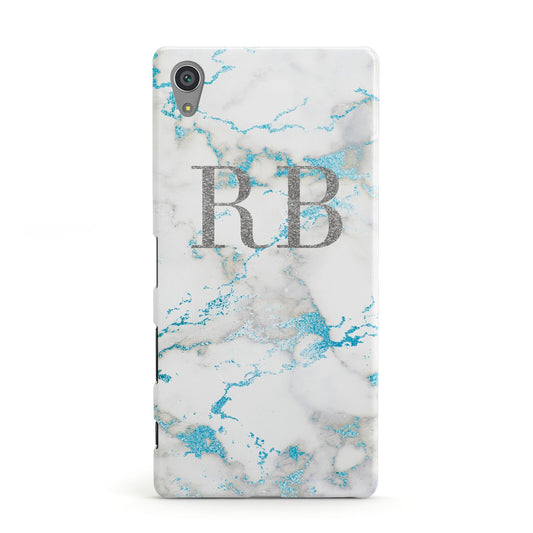 Personalised Blue Marble Initials Sony Xperia Case