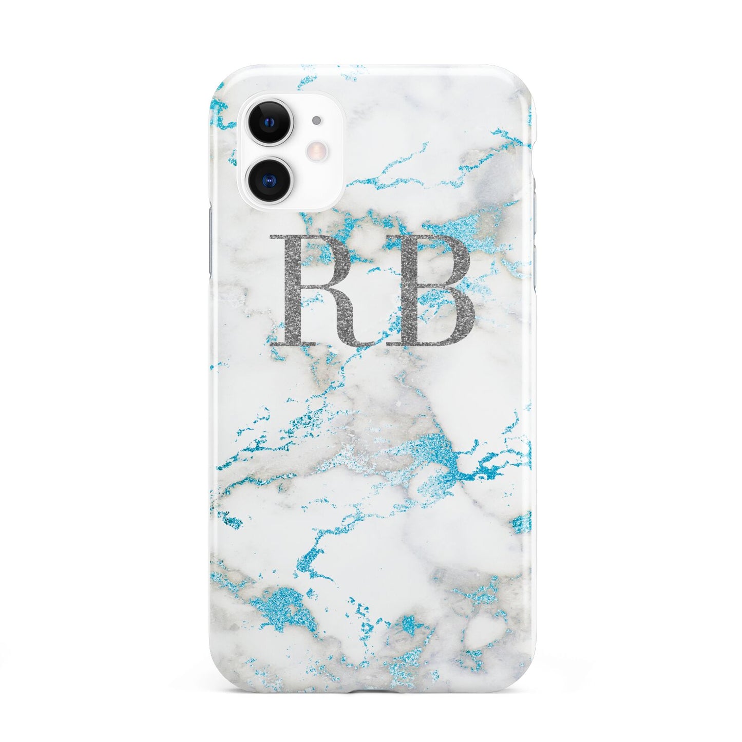 Personalised Blue Marble Initials iPhone 11 3D Tough Case