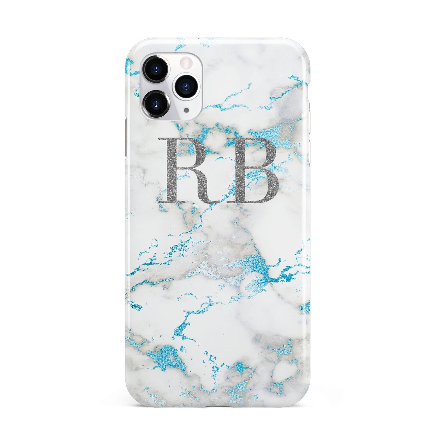 Personalised Blue Marble Initials iPhone 11 Pro Max 3D Tough Case