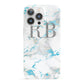 Personalised Blue Marble Initials iPhone 13 Pro Full Wrap 3D Snap Case
