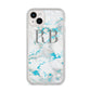 Personalised Blue Marble Initials iPhone 14 Plus Clear Tough Case Starlight