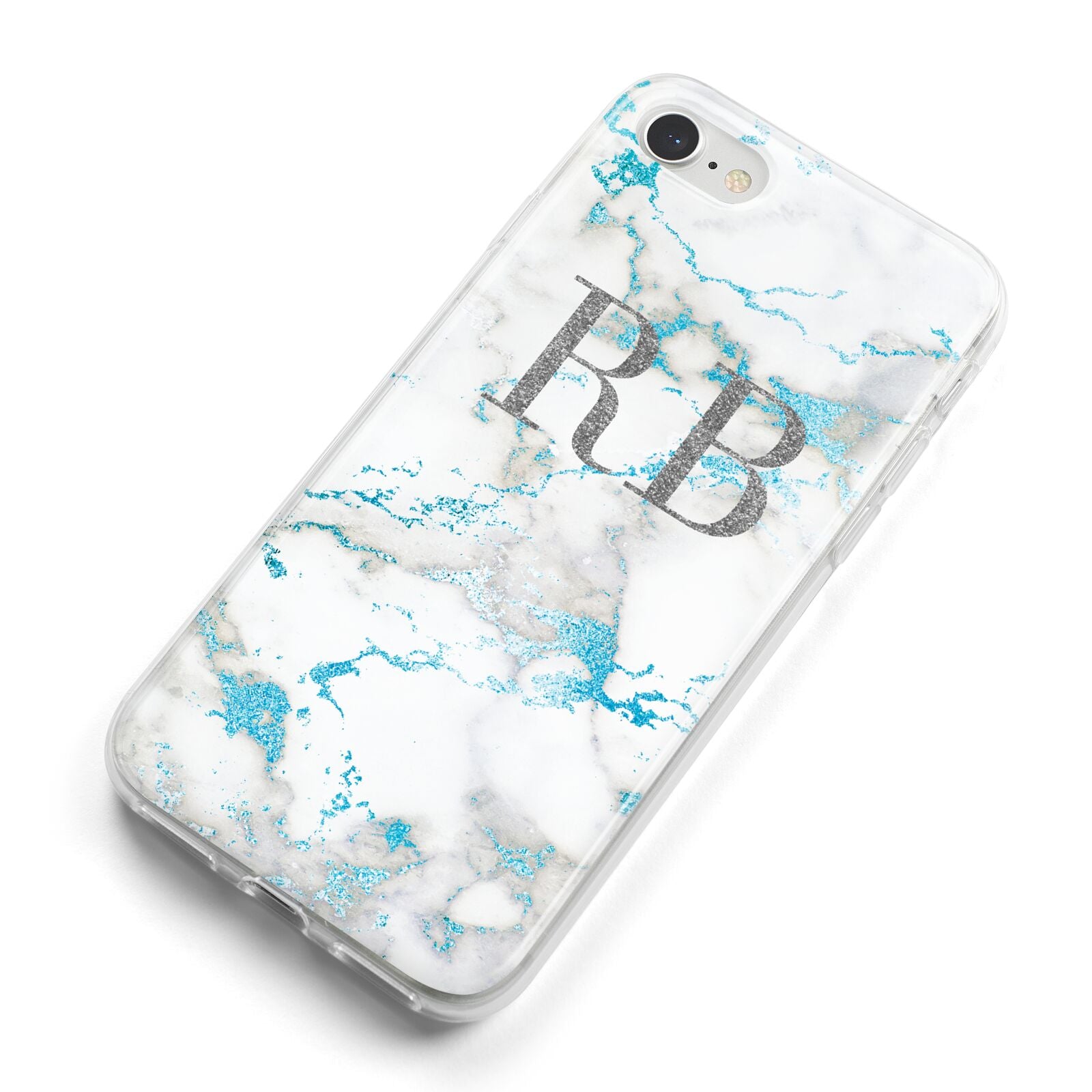 Personalised Blue Marble Initials iPhone 8 Bumper Case on Silver iPhone Alternative Image