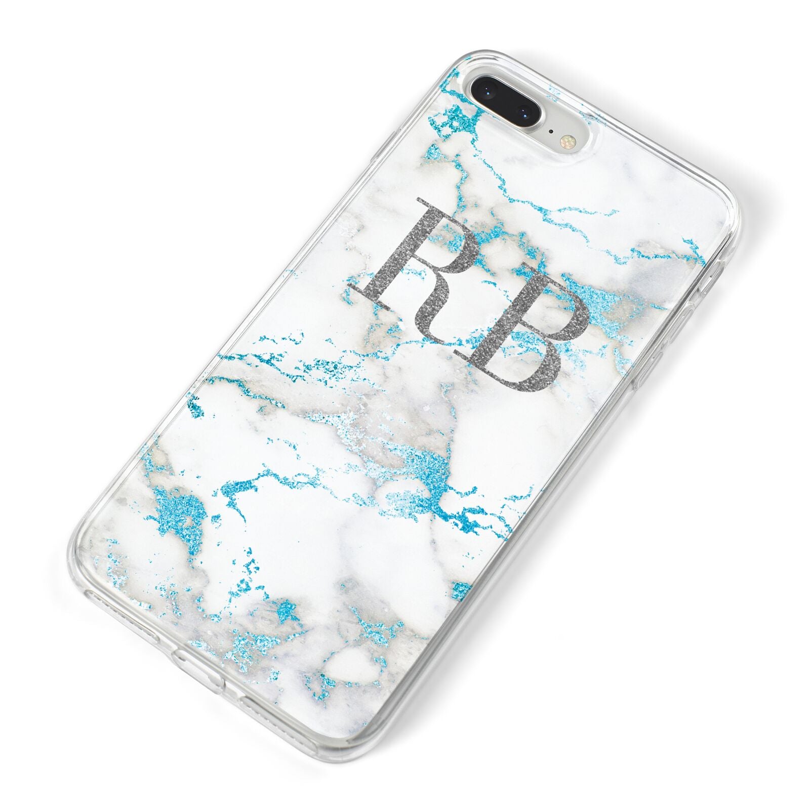 Personalised Blue Marble Initials iPhone 8 Plus Bumper Case on Silver iPhone Alternative Image
