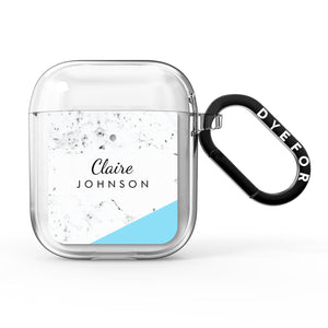 Personalised Blue Marble With Name Initials AirPods Case