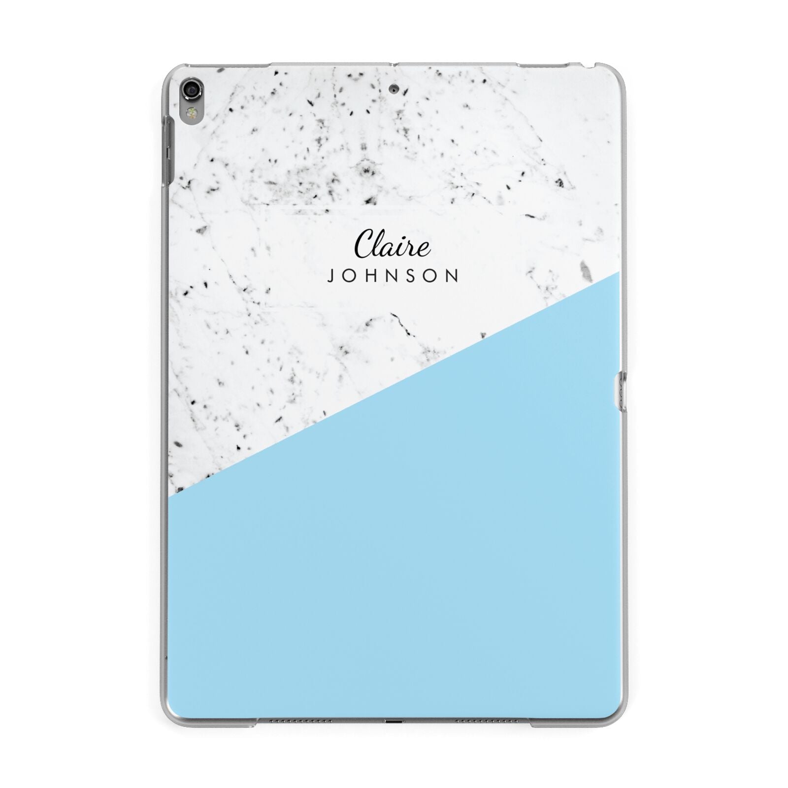 Personalised Blue Marble With Name Initials Apple iPad Grey Case