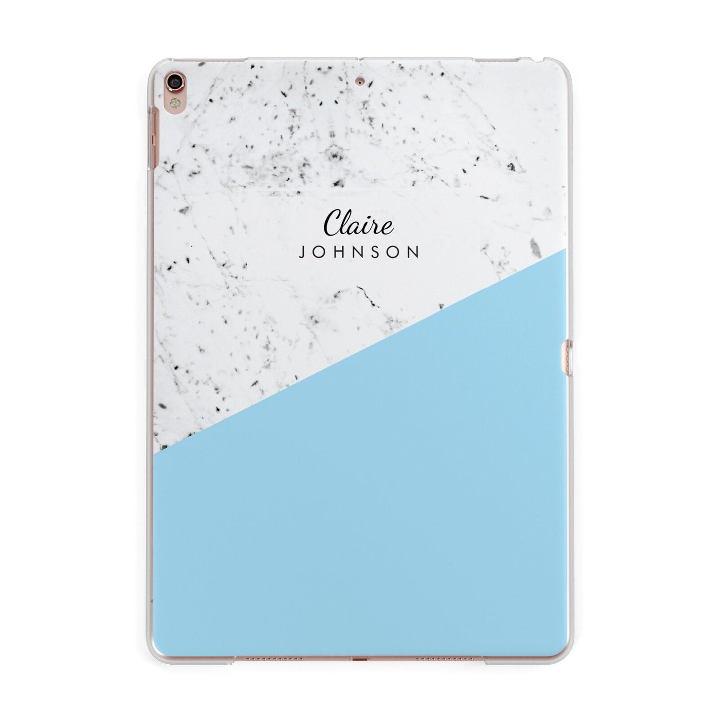 Personalised Blue Marble With Name Initials Apple iPad Rose Gold Case