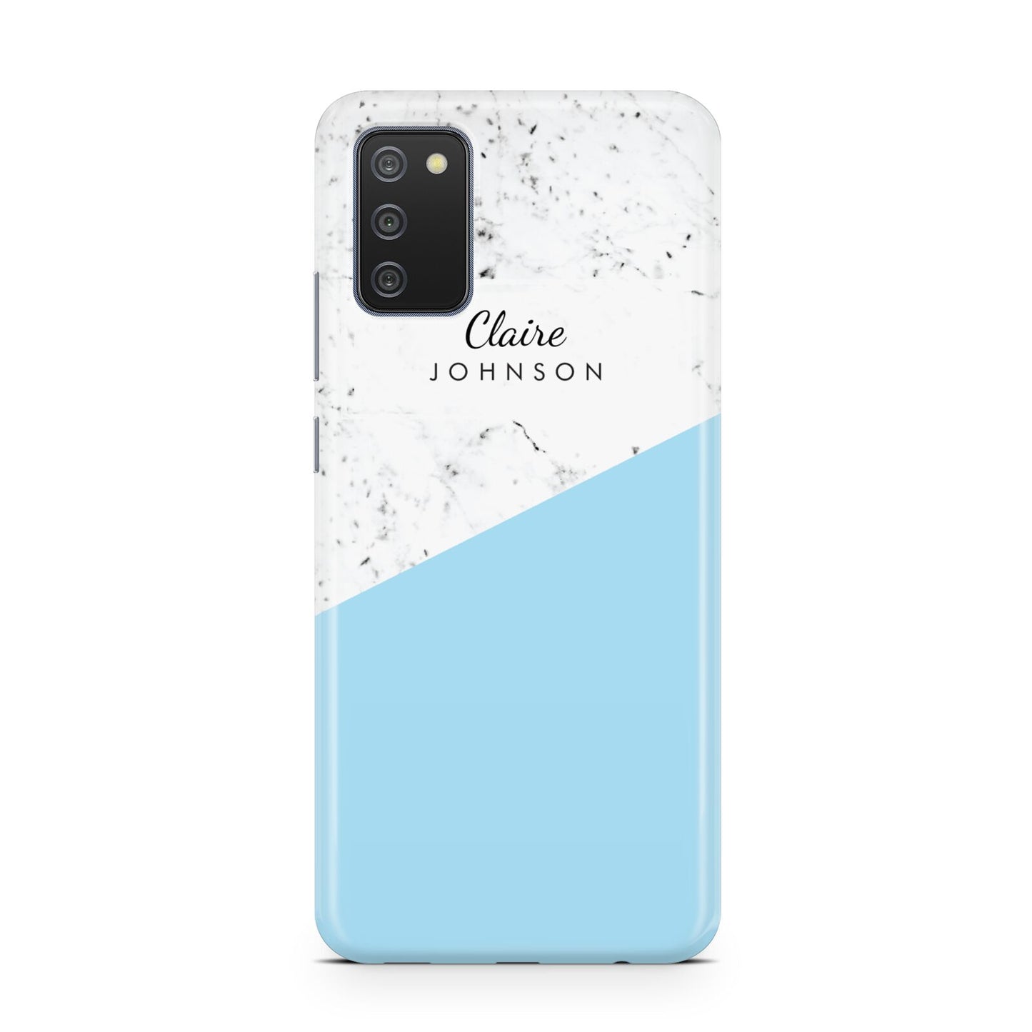 Personalised Blue Marble With Name Initials Samsung A02s Case