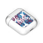 Personalised Blue Monstera Leaves AirPods Case Laid Flat