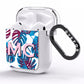 Personalised Blue Monstera Leaves AirPods Clear Case Side Image