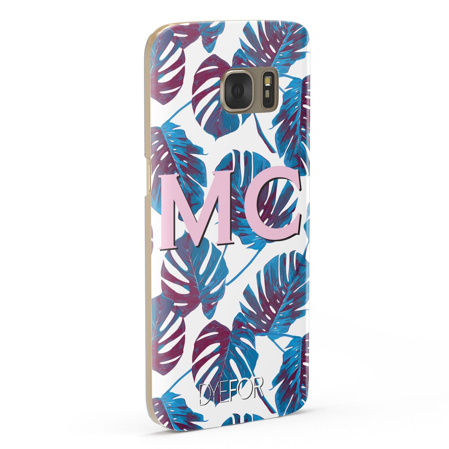 Personalised Blue Monstera Leaves Samsung Galaxy Case Fourty Five Degrees.jpg