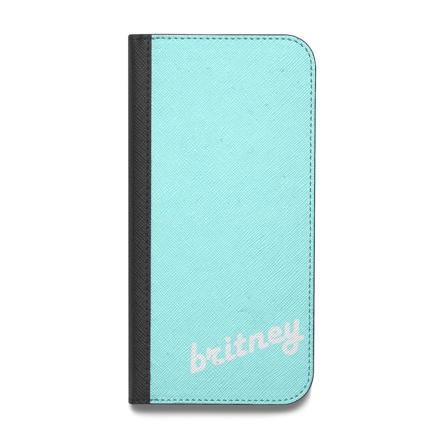 Personalised Blue Name Vegan Leather Flip Samsung Case