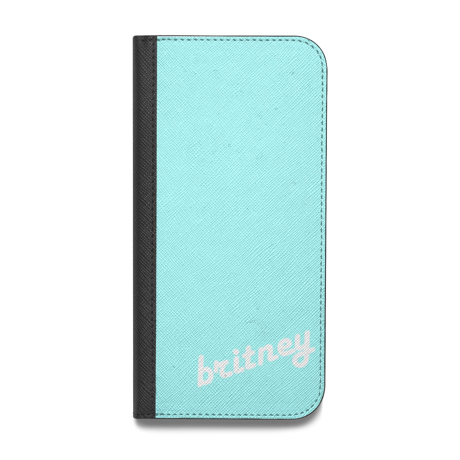 Personalised Blue Name Vegan Leather Flip Samsung Case