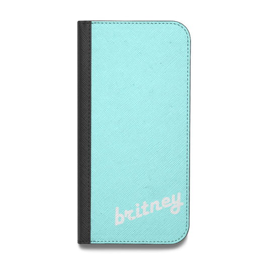 Personalised Blue Name Vegan Leather Flip Samsung Case