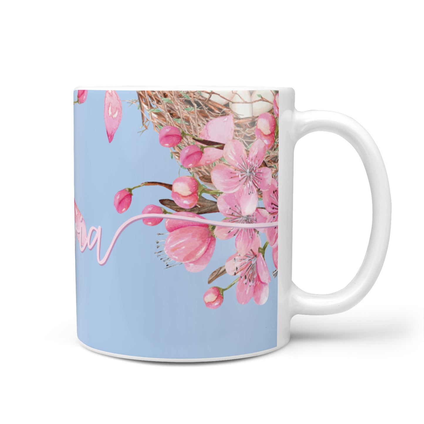 Personalised Blue Pink Blossom 10oz Mug