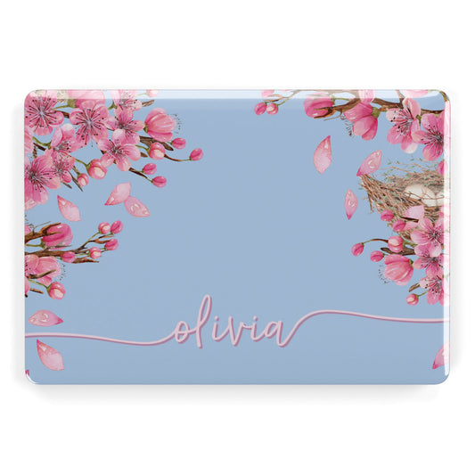Personalised Blue Pink Blossom Apple MacBook Case