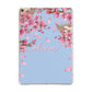 Personalised Blue Pink Blossom Apple iPad Gold Case