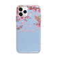 Personalised Blue Pink Blossom Apple iPhone 11 Pro in Silver with Bumper Case