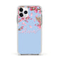 Personalised Blue Pink Blossom Apple iPhone 11 Pro in Silver with White Impact Case